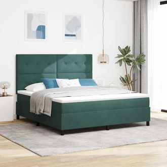 vidaXL Vidaxl - Letto A Molle Con Materasso Verde Scuro 180 X 200 Cm Velluto