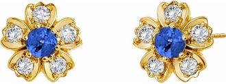 Syna Diamond Flower Studs in Sapphire at Nordstrom, Size Small