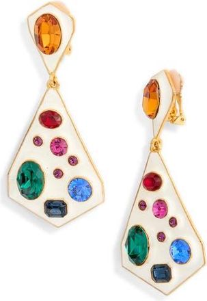 Kenneth Jay Lane Enamel Clip-On Drop Earrings in Multi Gem at Nordstrom Rack