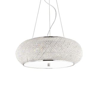 Netlighting Pasha 10 Light Ceiling Pendant Chrome with Crystals E14 in Clear