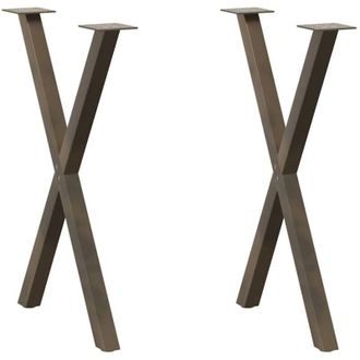 vidaXL Patas Para Mesa De Comedor En Forma De X (2 Unidades, Acero Natural, 60 X 72-73 Cm) Vidaxl