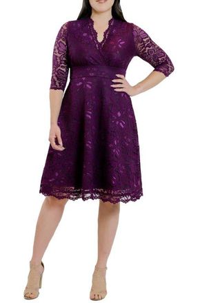 Kiyonna Mademoiselle A-Line Lace Cocktail Dress in Berry Bliss at Nordstrom, Size X-Large