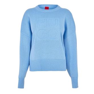 HUGO BOSS Hugo Effen Damesschouder Relaxed Fit Sweater Top (Pastelblauw)