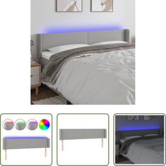 vidaXL Luci LED - Testiera a LED Grigio Chiaro 183x16x78/88 cm in Tessuto