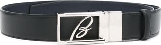 Brioni logo-buckle reversible leather belt - men - Calf Leather - 105 - Black