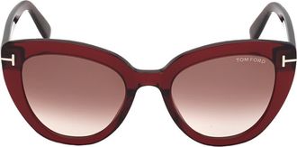 Tom Ford Izzi 53mm Cat Eye Sunglasses in Shiny Red /Brown Mirror at Nordstrom Rack