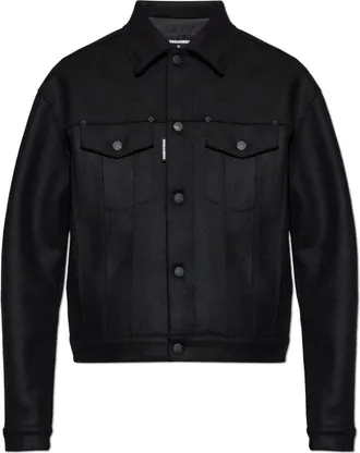 Dsquared2 Woljas met Vintage Effect - Heren - Zomerjassen - Zwart - L - Wol - Jassen