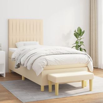 vidaXL Vidaxl - Cama Box Spring Con Colch&oacute;n Tela Color Crema 90x200 Cm