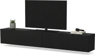 Dmora Mobile Porta tv Sindia, un Ripiano, Modulabile, Apertura a Ribalta, 200x29.8x30.5h cm Nero Antracite