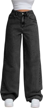 Generic Wide Leg Jeans for Women Fall Casual Stretch High Waisted Jeans Baggy Straight Leg Denim Pants Boyfriends Trousers with Pockets Streetwear Fashion Out