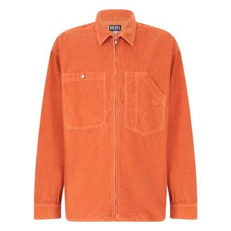 Diesel Light Jackets, male, Orange, Size: 2XL Long-sleeved Zip Jacket