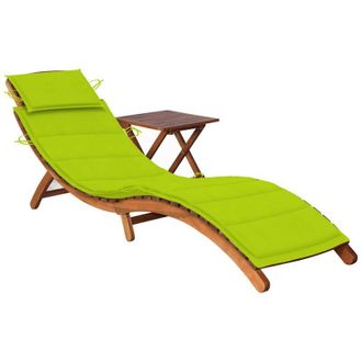 vidaXL Vidaxl - Sdraio da Giardino con Cuscino e Tavolo in Massello di Acacia