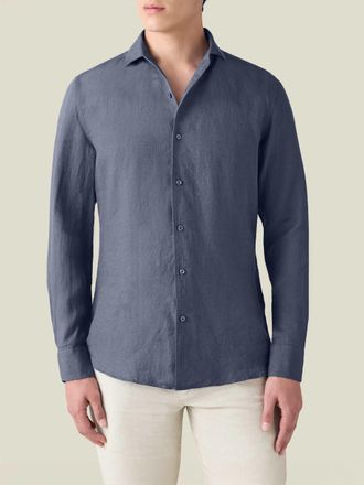 Luca Faloni Paynes Grey Linen Portofino Shirt
