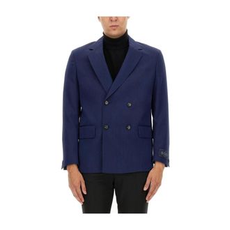 HUGO BOSS Jassen, Heren, Blauw, M, Wol, Dubbele-breasted blazer