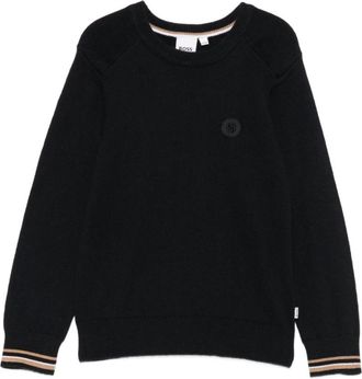 HUGO BOSS Kids Sweatshirts, male, Black, 5 Y, Black Crew Neck Jumper