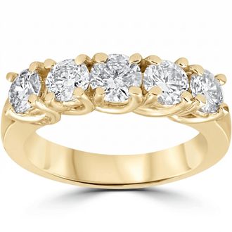 Pompeii3 1 1/2ct Real Diamond Wedding Anniversary 14K Yellow Gold Ring Size Selectable
