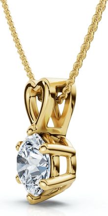Pompeii3 3/4Ct Lab Grown Diamond Solitaire Pendant 14k Gold 18 Necklace & Chain