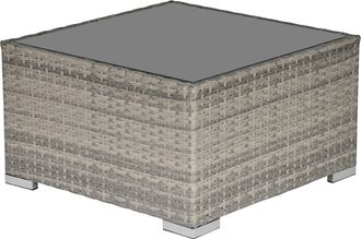 OUTSUNNY Patio Wicker Coffee Table w/ Glass Top Suitable for Garden Backyard | TJ Hughes