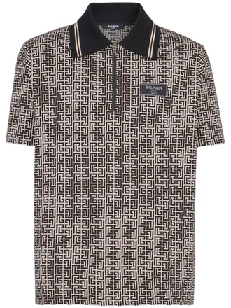 Balmain Labyrinth Polo -Hemd mit Jacquard -Effekt