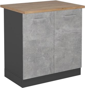 Vicco Armario Bajo Para Fregadero R-line, Hormig&oacute;n, 80 Cm, Et Roble