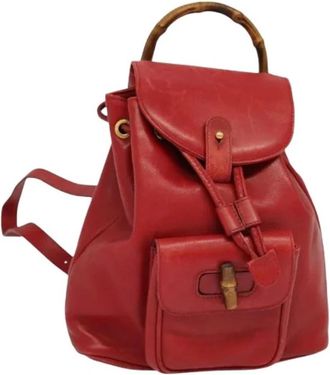 Gucci Pre-owned Vintage Rugzak - Dames - Vintage Rugzakken - Rood - ONE Size - Leer - Vintage