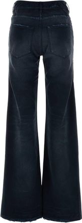 Balenciaga Womens Curved Waist Jeans Navy Cotton Polyester