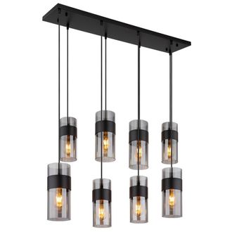 Netlighting Scarfina Cluster Pendant Matt Black Smoke Glass Shade 8x E27