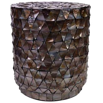 Wanderlust Deco Mesa auxiliar de madera y madreperla marron d40x51/7