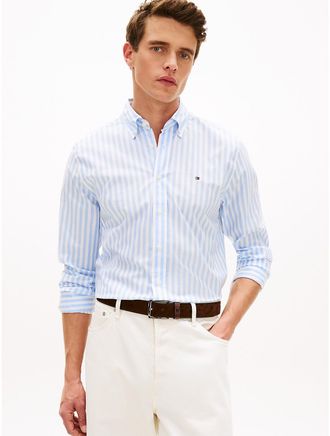 Tommy Hilfiger Mens Regular Fit Striped All-Day Shirt - Blue - XXXL