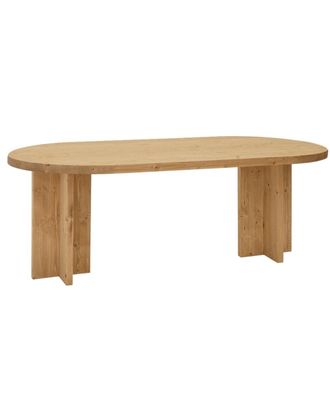 Deco Wood Mesa de comedor de madera maciza ovalada en tono medio 200x75cm