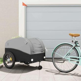 vidaXL Vidaxl - Remolque Para Bicicleta Hierro Negro Y Gris 45 Kg