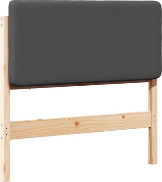 vidaXL Testiera Imbottita Marrone E Grigio Scuro 100 Cm Pino Massello Vidaxl