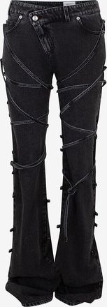 Alexander McQueen Slim-Fit-Jeans mit gekreuzten Schn&uuml;rungen