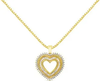 House of Brilliance 14K Yellow Gold Plated Silver 1.0 Cttw Diamond Composite Hearth Pendant Necklace at Nordstrom