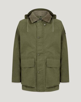 Belstaff Parka Incline Para Hombre Dry Waxed Cotton Oliva Suave 2xl