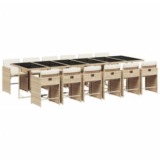 vidaXL Set Comedor De Jard&iacute;n Con Cojines 13 Pzas Rat&aacute;n Sint&eacute;tico Beige Vidaxl
