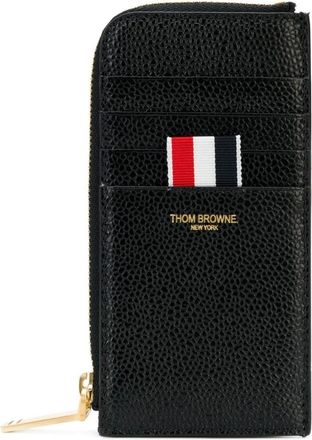 Thom Browne Half Zip Around Portemonnee - Heren - Portefeuilles - Zwart - ONE Size - Leer - Accessoires