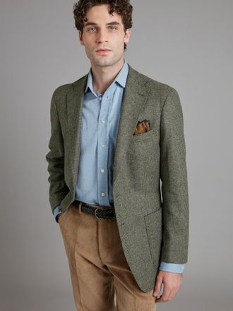 Oliver Brown Unstructured Jacket - Nailhead Cool Sage