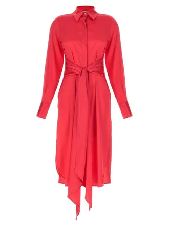Le Twins Fuchsia Silk Long Womens Dress