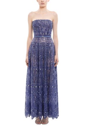 Saiid Kobeisy Strapless Beaded Tulle Dress