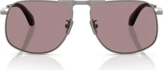 Moncler Vitessa 58mm Pilot Sunglasses in Gun Metal /Solid Purple at Nordstrom