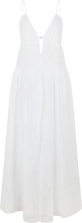 Tory Burch Maxi Jurk - Dames - Maxi kleedjes - Wit - S - Linnen - Kleedjes
