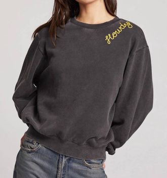 Chaser Howdy Chainstitch Long Sleeve Top In Black