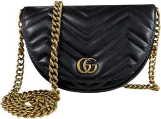Gucci Pre-owned Cross Body Bags, female, Black, Size: ONE SIZE Pre-owned Leather Cross Body Bag