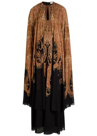 Zimmermann Hypnotic Cape-effect Chiffon Maxi Dress - Multi Print - 00 (UK 6 / XS)