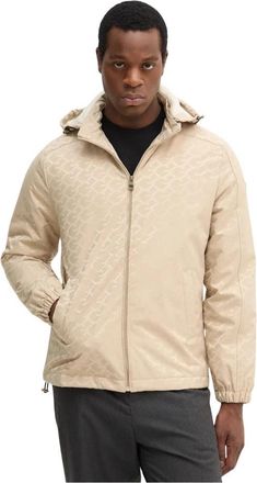Guess Hooded Zip Jacket - Heren - Zomerjassen - Beige - XL - Leer - Jassen