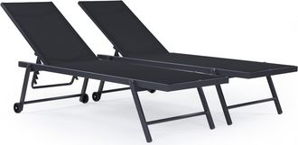 Habitat et Jardin Tumbonas En Textileno Y Aluminio jolia - Phoenix - Lote De 2 - Negro