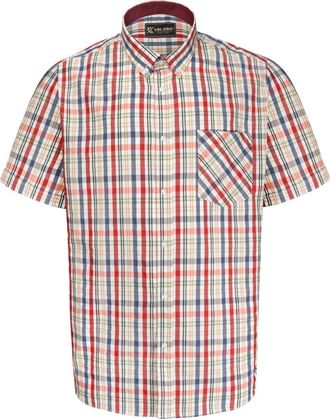 KAM Mens Casual Short Sleeve Check Shirt - Red - 4XL