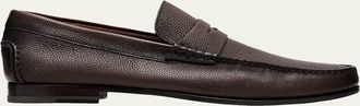 Santoni Mens Ikangia Leather Penny Loafers