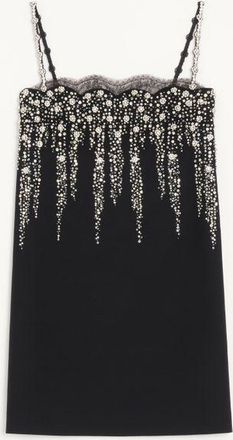 Valentino Embroidered Crepe Couture Short Dress Woman BLACK 36